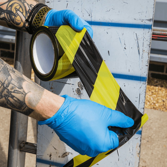 XL Hazard Barrier Tape 70mm x 500m - Black/Yellow